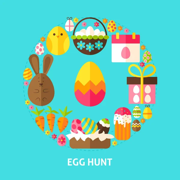 Egg Hunt briefkaart — Stockvector