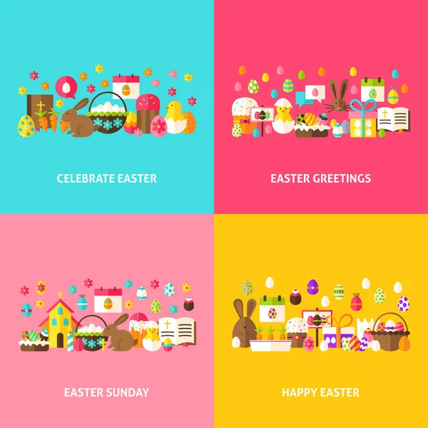 Happy Easter Greeting Set — Stock Vector