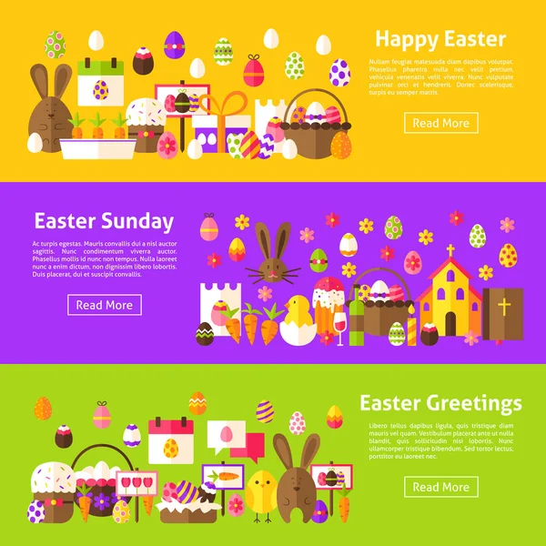 Happy Easter Web Horizontal Banners — Stock Vector