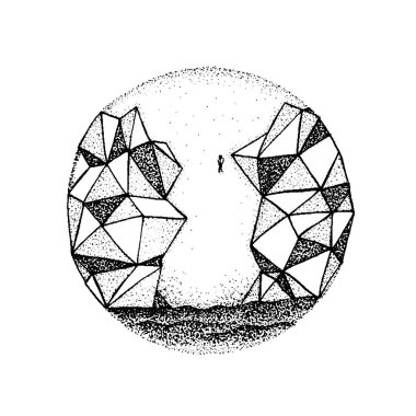 Dotwork Polygonal Rock Mountain vector