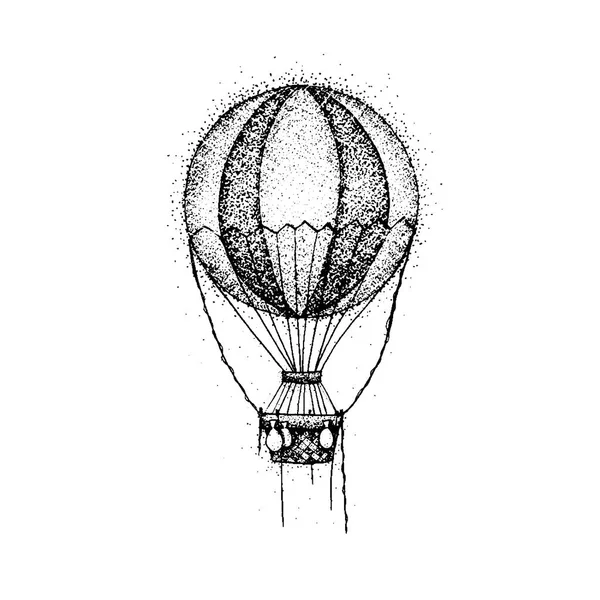 Dotwork Hot Balon Udara - Stok Vektor