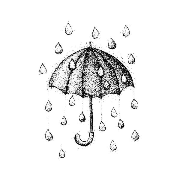 Dotwork Umbrella Rain