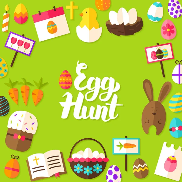 Egg Hunt nápis pohlednice — Stockový vektor