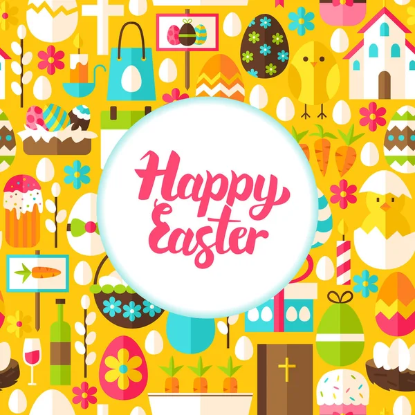 Plat vrolijk Pasen groet — Stockvector