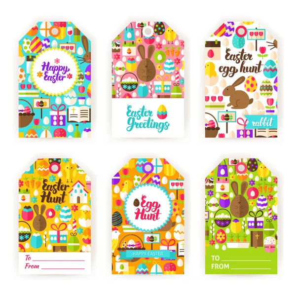 Happy Easter Gift Tag Labels — Stock Vector