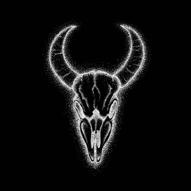 İnek kafatası üzerinde siyah