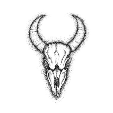 İnek kafatası Dotwork