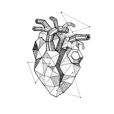 Poligonal kırık kalp Dotwork