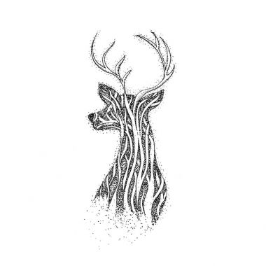 Ağaç Ren geyiği Dotwork