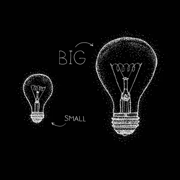 Μεγάλο μικρό Lightbulbs πάνω από το μαύρο — Φωτογραφία Αρχείου