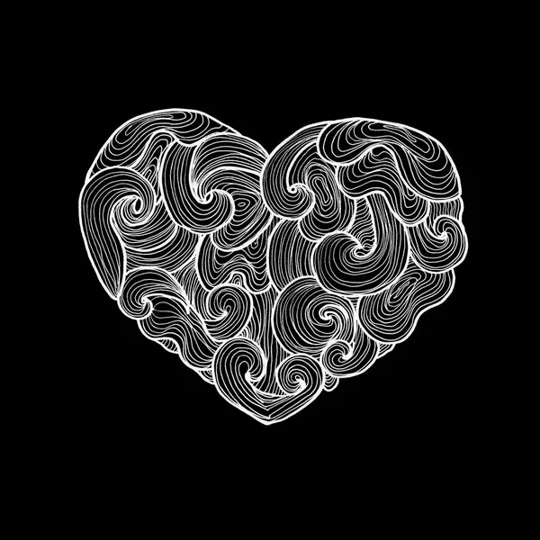 Doodle серце чорною фарбою — стокове фото