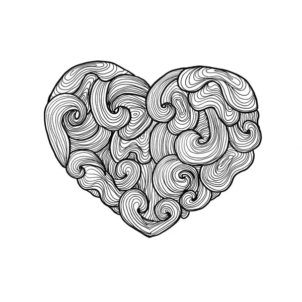 Sziluettjét szív Doodle — Stock Fotó