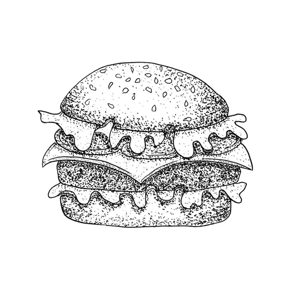 Rychlé občerstvení Burger Dotwork — Stock fotografie