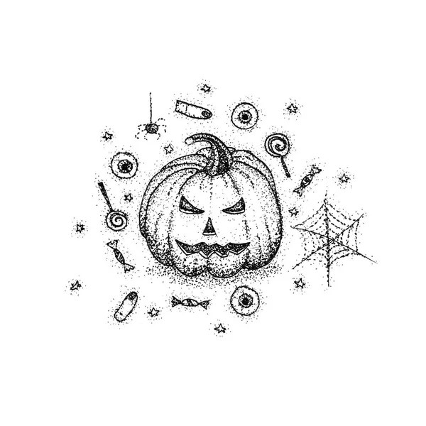 ハロウィーン カボチャの Dotwork — ストック写真