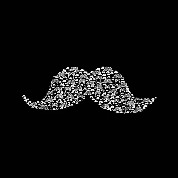 Mustasch Doodle över svart — Stockfoto