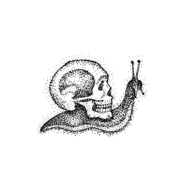 Slow Snail as Death Dotwork — Stock Photo, Image
