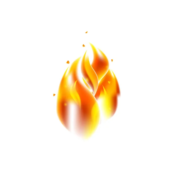 Llama de fuego sobre blanco — Vector de stock