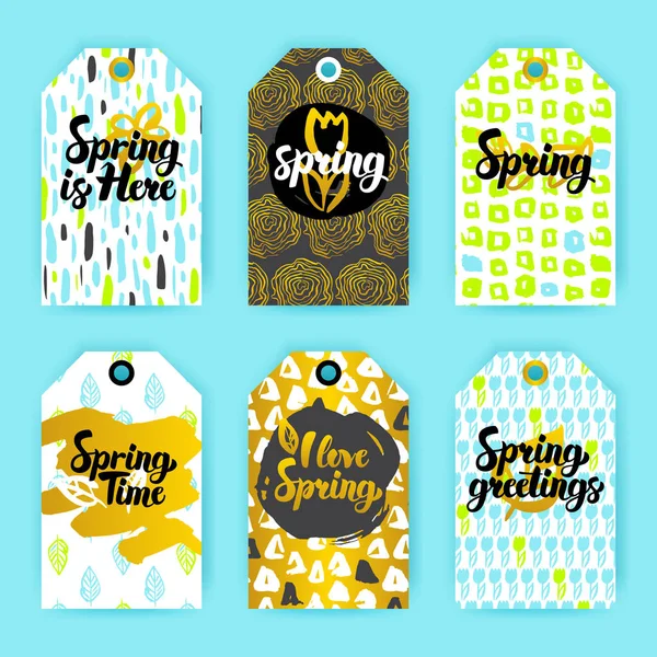 Spring Trendy Hipster Gift Labels — Stock Vector