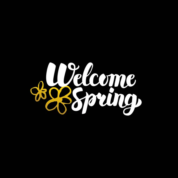 Benvenuto Primavera calligrafia scritta a mano — Vettoriale Stock
