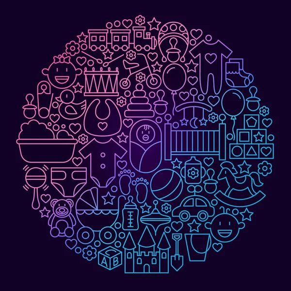 Baby lijn pictogram cirkel Concept — Stockvector