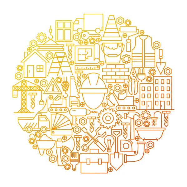 Konstruktion Line ikonen Circle Design — Stock vektor