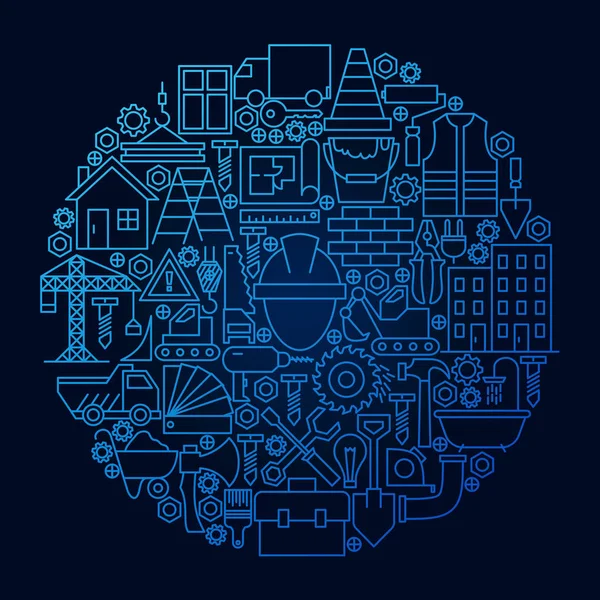 Línea de construcción Icono Concepto Círculo — Vector de stock