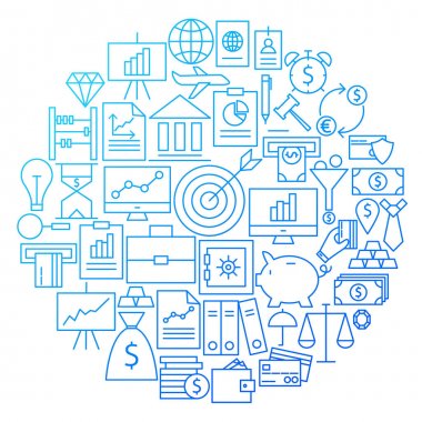 Finans çizgili simgesini daire Tema