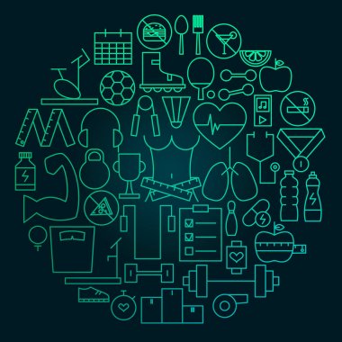 Fitness çizgi simgesini daire kavramı