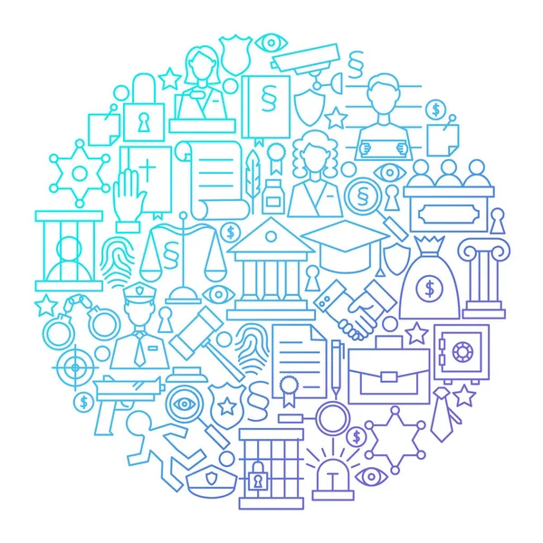 Conception de cercle d'icône de ligne de loi — Image vectorielle