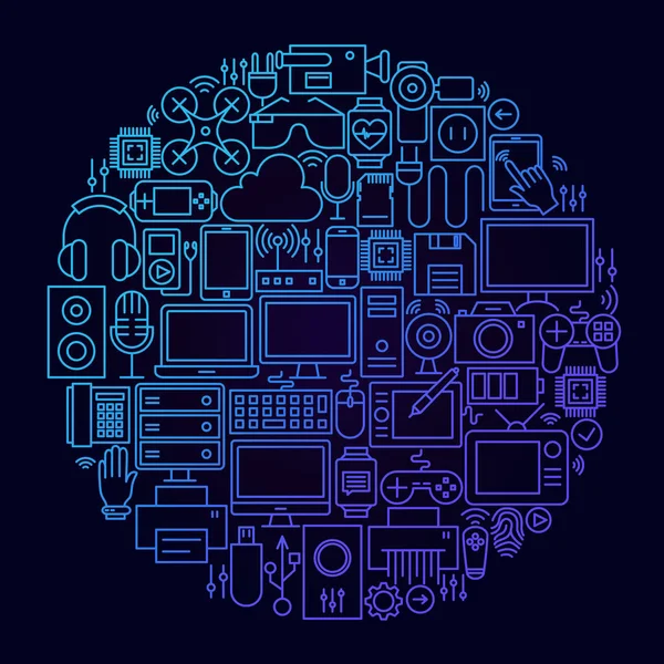 Gadget lijn pictogram Concept cirkel — Stockvector