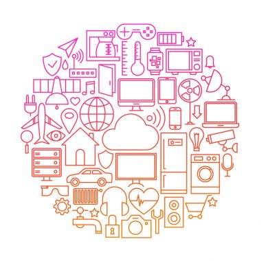 Internet şeyler çizgi simgesini daire