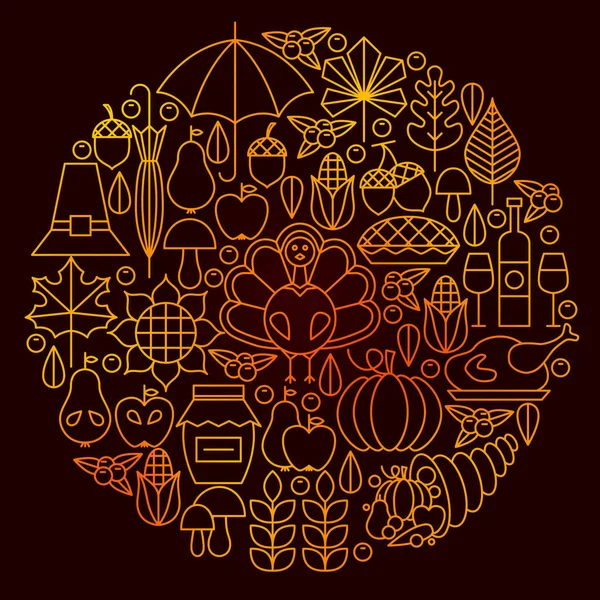 Jour de Thanksgiving ligne icône cercle Concept — Image vectorielle