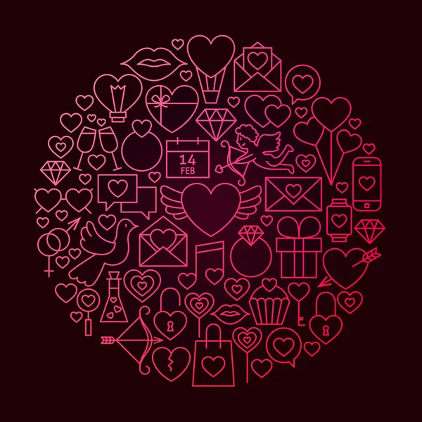 Valentine Day Line Icon Circle Concept — Stock Vector