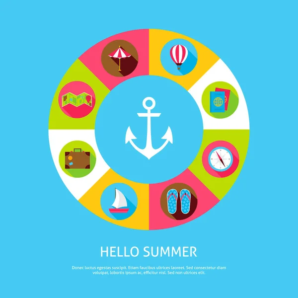 Concepto Hola verano — Vector de stock