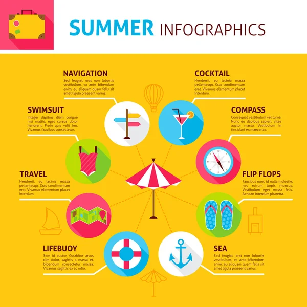 Infografía del concepto de verano — Vector de stock