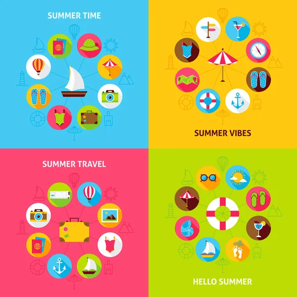 Summer Travel Concepts Set — Stock Vector