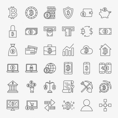 Bitcoin satır Icons Set