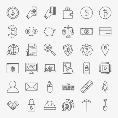Cryptocurrency satır Icons Set