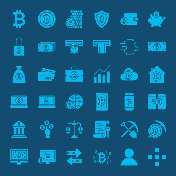 Bitcoin Glyphes Site Icônes — Image vectorielle