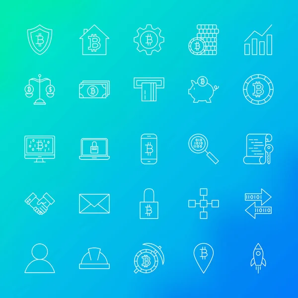 Iconos de línea criptomoneda — Vector de stock