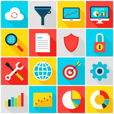 Büyük veri Analytics renkli simgeler