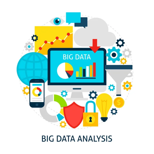 Big Data analyse platte Concept — Stockvector