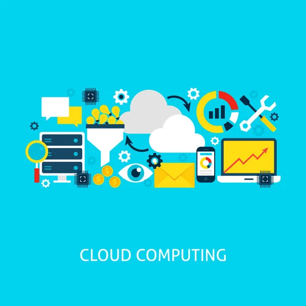 Cloud Computing vektor plochý koncepce — Stockový vektor