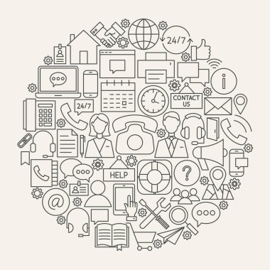 Satır simgeler daire iletişim