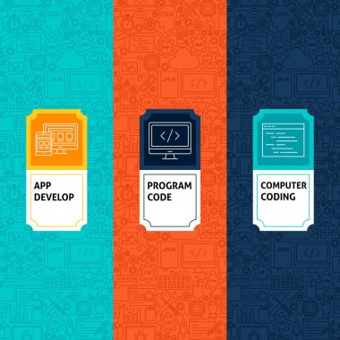 Line Programming Patterns Set. Vector Illustration of Logo Design. Template for Packaging with Labels. clipart svg vector 