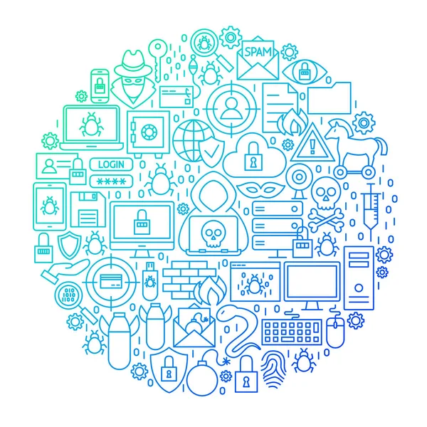 Internet Security Line Circle Design — Stock Vector