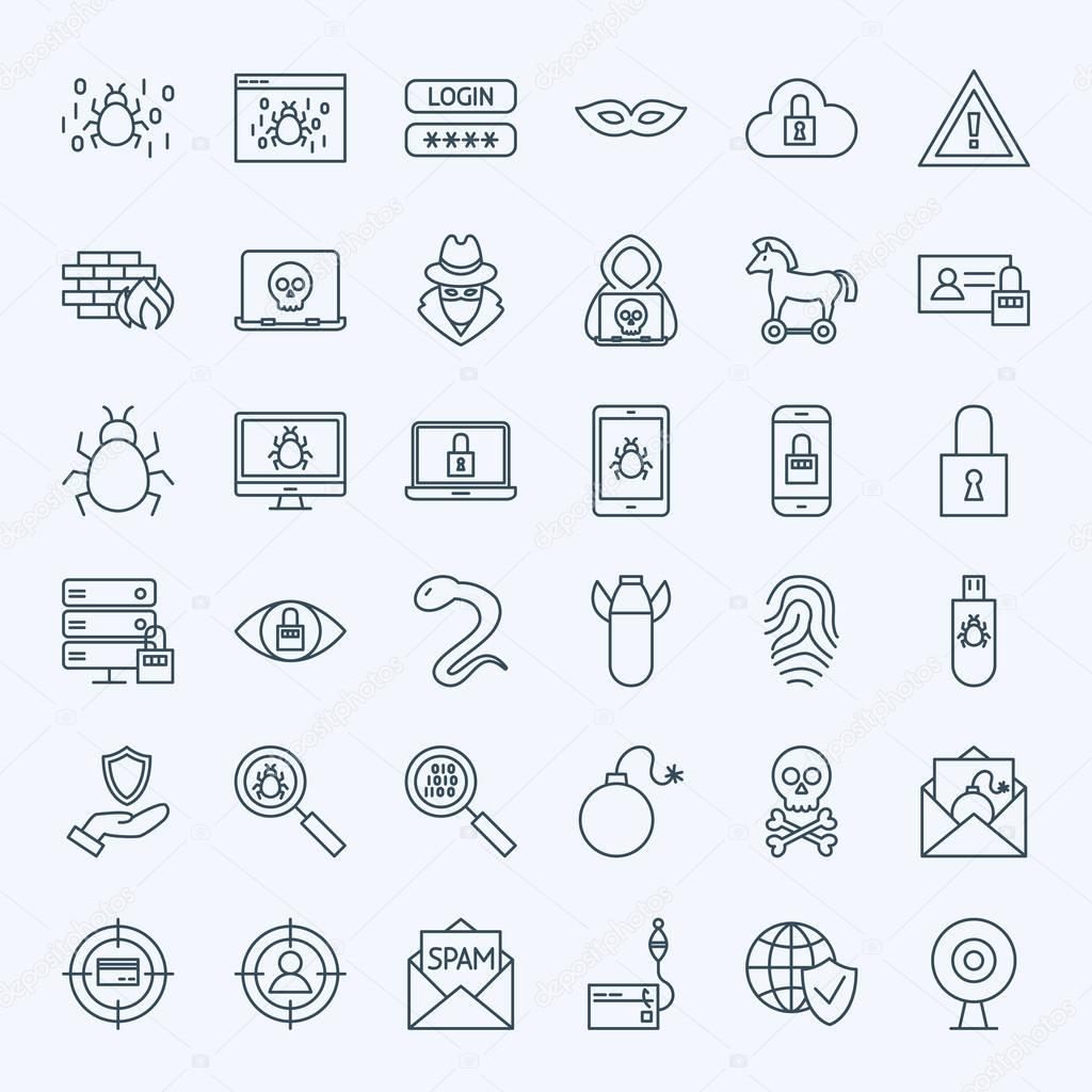 Line Internet Security Icons