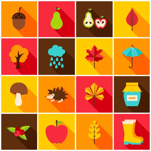 Jesienią kolorowe ikony — Wektor stockowy