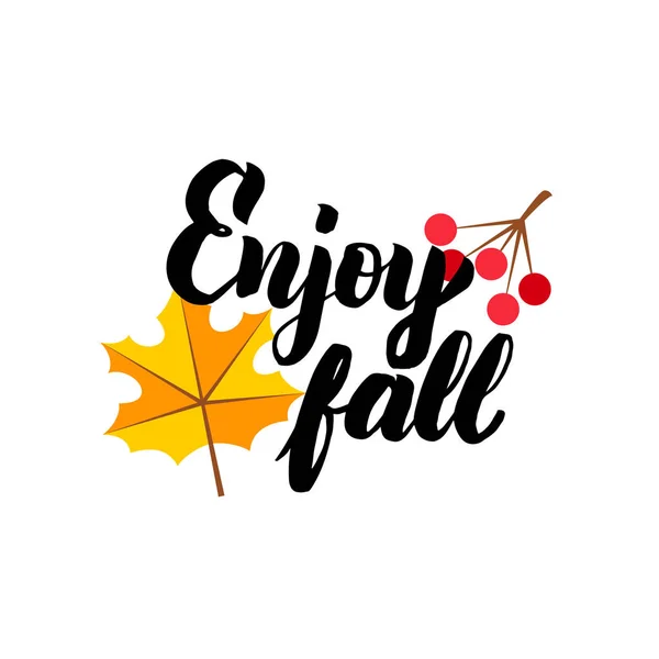 Geniet van de herfst belettering — Stockvector