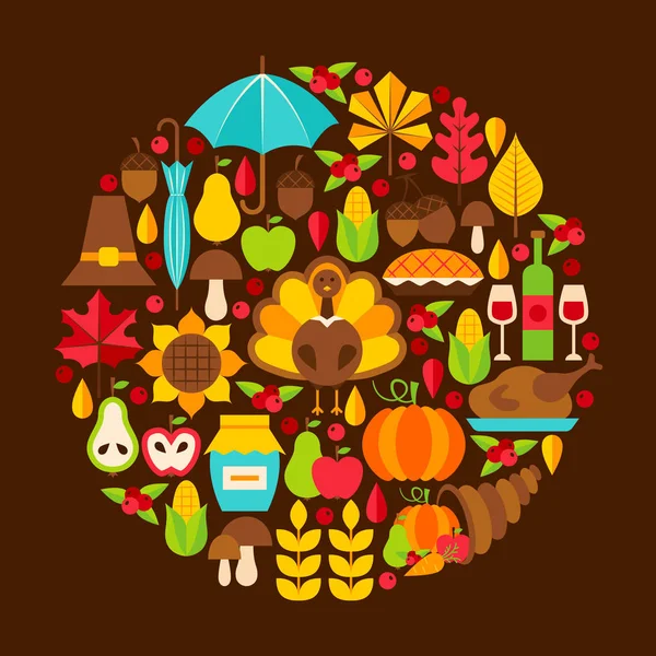 Concept de jour de Thanksgiving plat — Image vectorielle